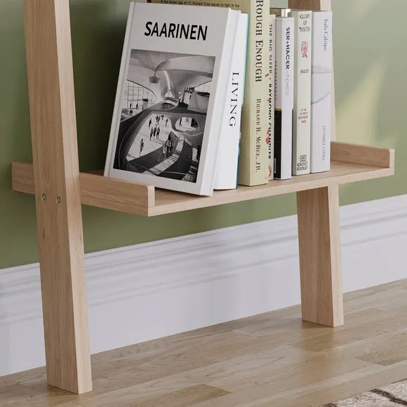Return - York 4 Tier Ladder Bookcase, Light Wood 5
