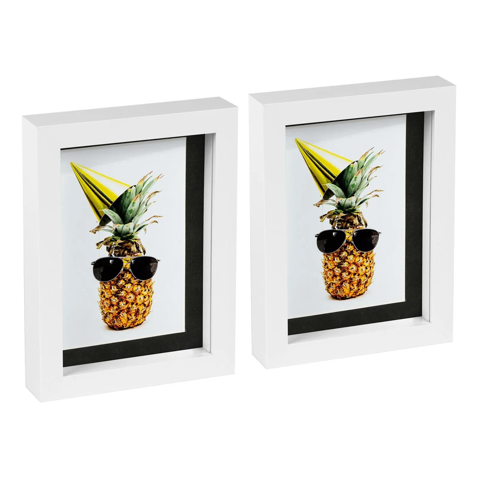 Nicola Spring 5" x 7" White 3D Box Photo Frames - 4" x 6" Mount - Pack of 2 in Black 1