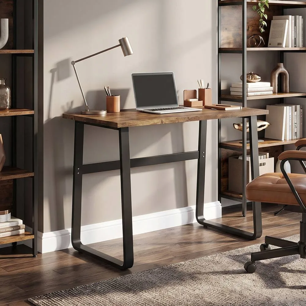 HOMCOM Industrial Writing Desk Laptop Table Home Office Study Workstation in Brown