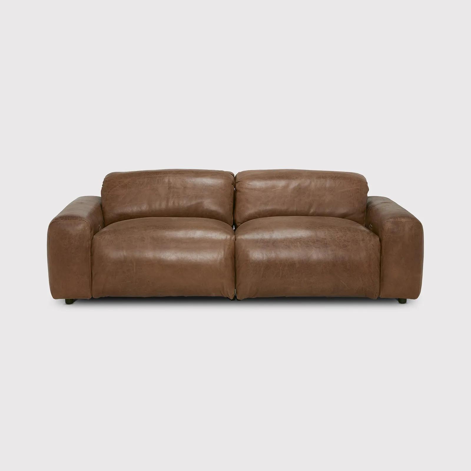 Timothy Oulton Pudgie Recliner Sofa 3 Seater, Brown Leather | Barker & Stonehouse