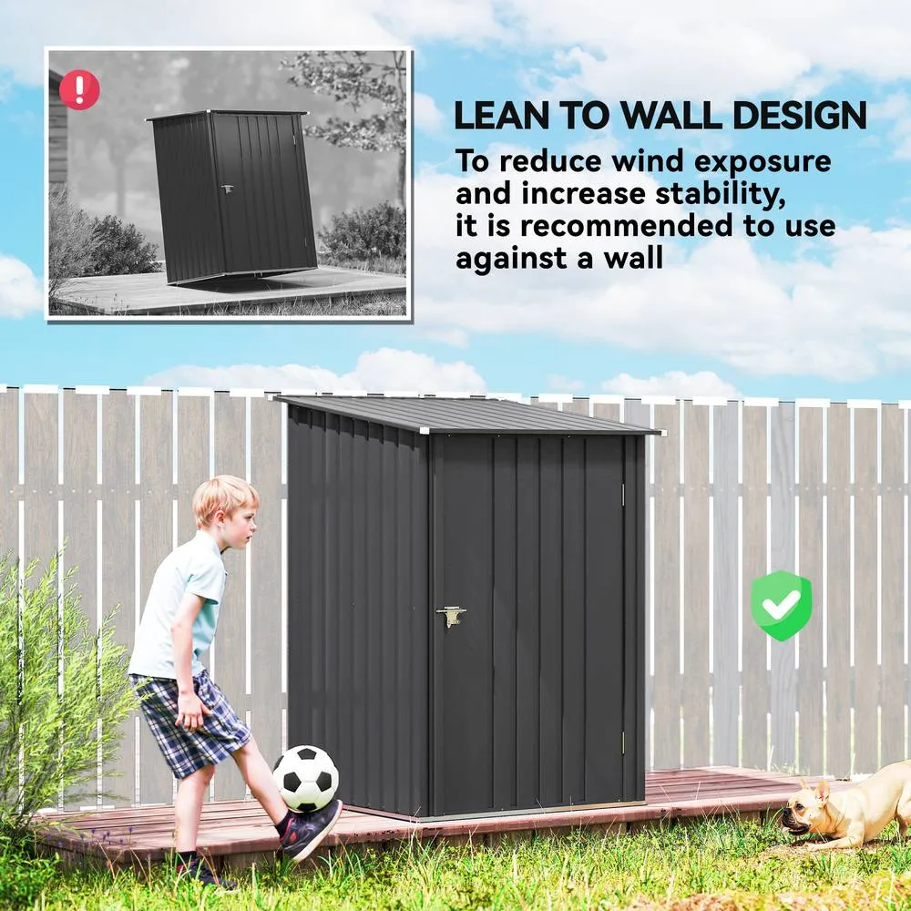 OUTSUNNY 3.3ft x 3.4ft Outdoor Storage Shed Steel Garden Shed w/ Lockable Door in Dark Grey 6