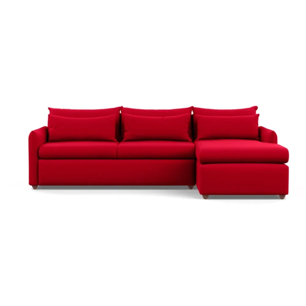 Heal's Pillow Large Right Hand Corner Chaise Melton Wool Red Oxide Chestnut