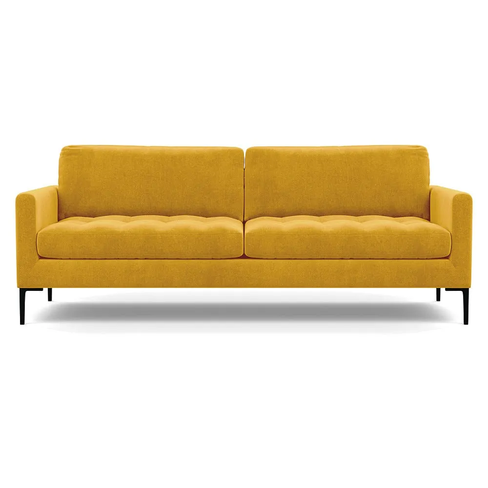 Heal's Eton 4 Seater Sofa Smart Luxe Velvet Canary Black Feet 1