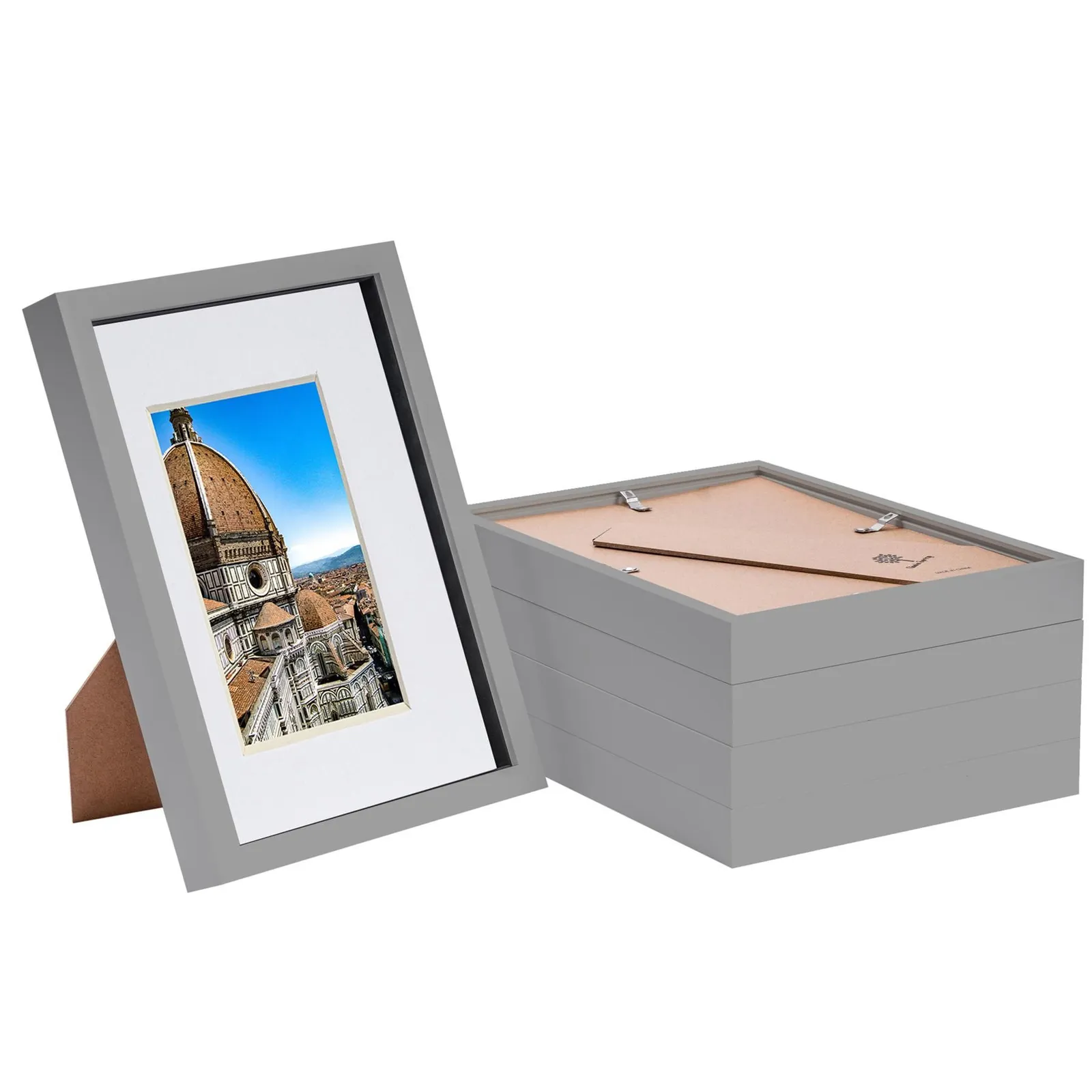 Nicola Spring 3D Shadow Box Frames with A5 Mount - A4 (8" x 12") - Grey Mount - Pack of 5 2