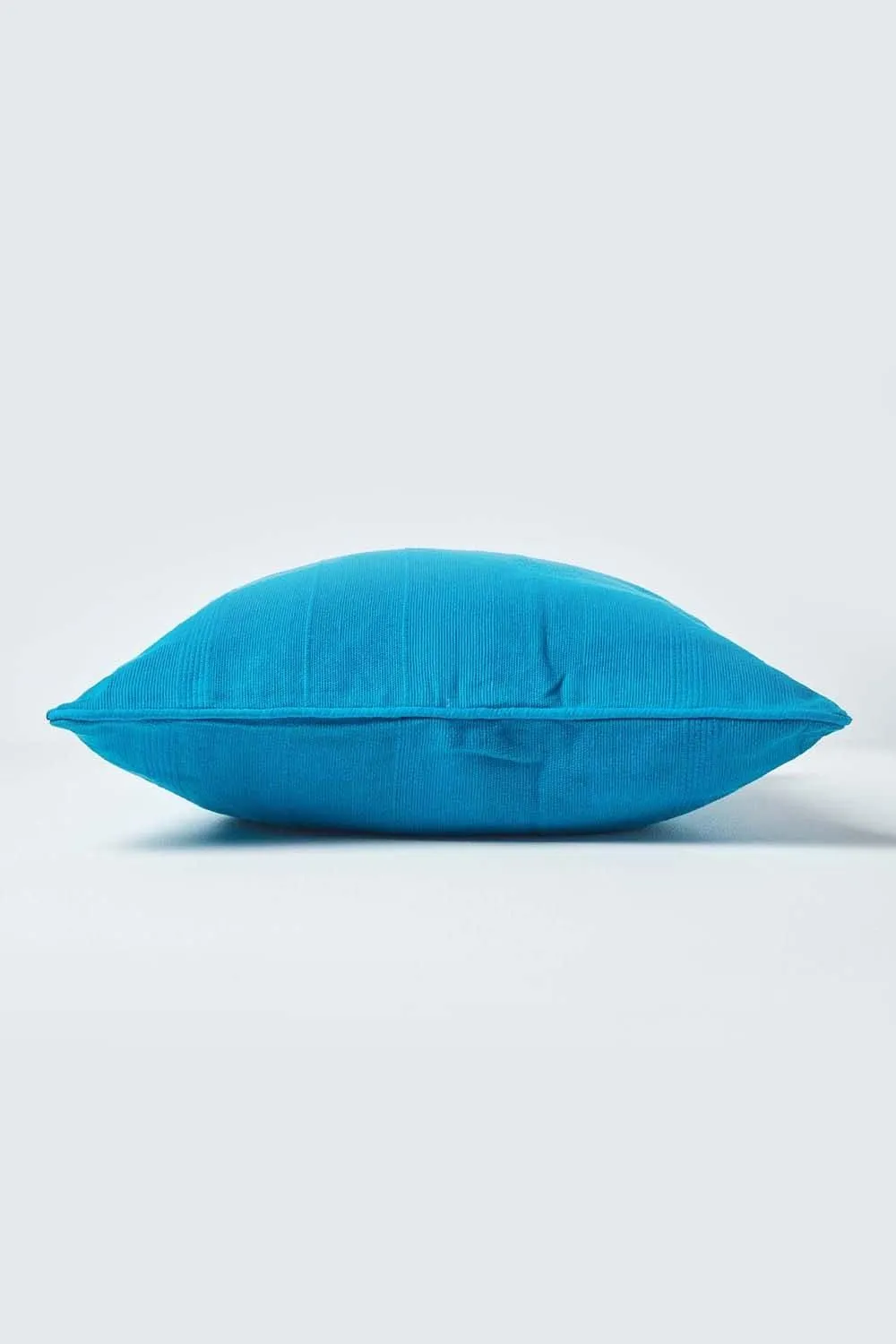 Homescapes Cotton Rajput Ribbed Cushion Cover in Teal 2