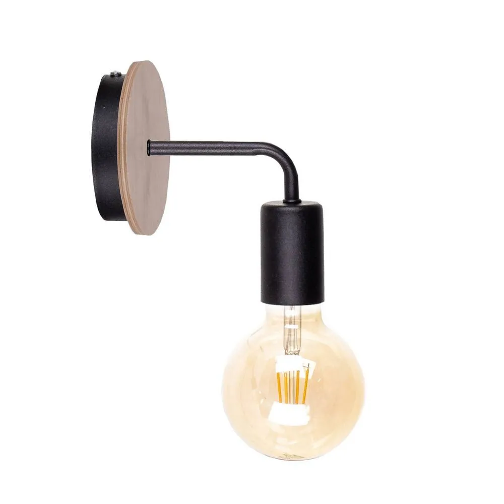 Netlighting Nixon Wall Lamp Wood Black 16cm 1x E27