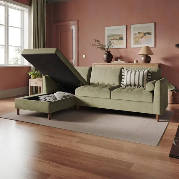 Max Soft Tonal Chenille Corner Storage Sofa Bed 3