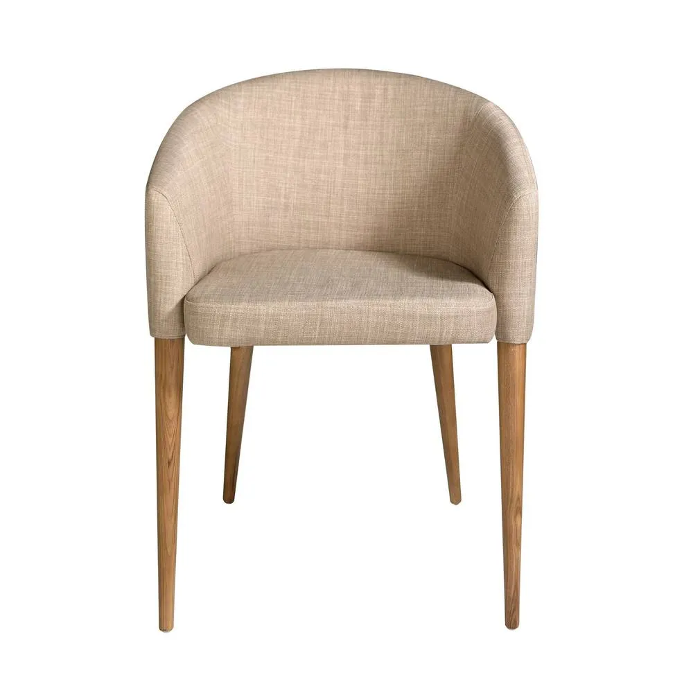 Angel Cerda Beige Upholstered Dining Chair with Armrests and 2