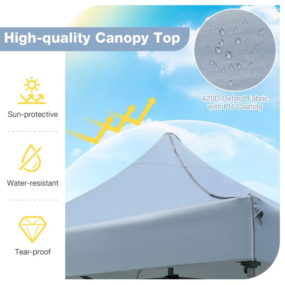 Costway 300 x 300cm Pop up Canopy Tent Easy Setup Gazebo Shelter w/Wheeled Bag in Grey 5