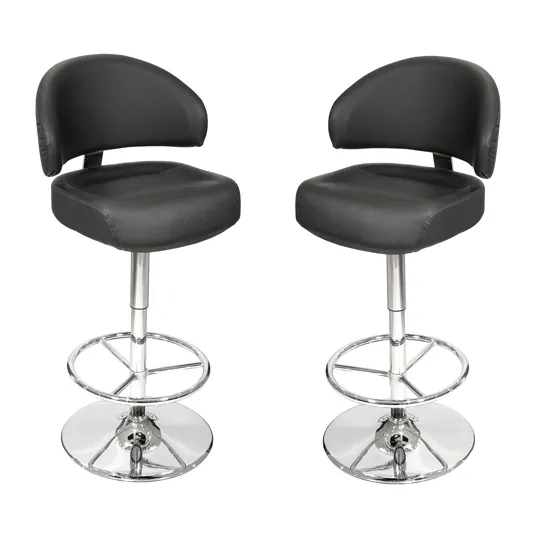 Casino Black Leather Bar Stool In Pair