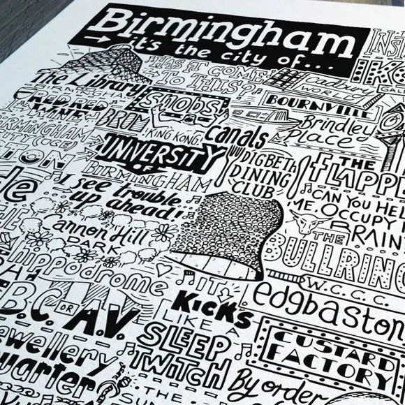 Sketchbook Design Birmingham Landmarks Framed Print 3