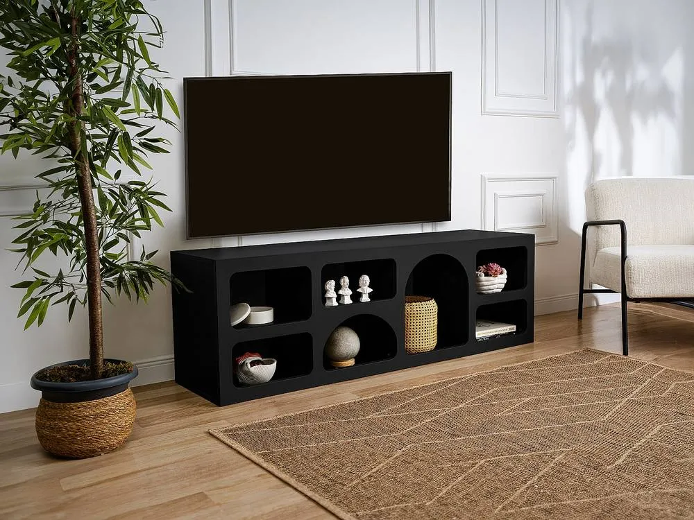 Vente-unique TV Stand With 7 Recesses - Black - LUELA