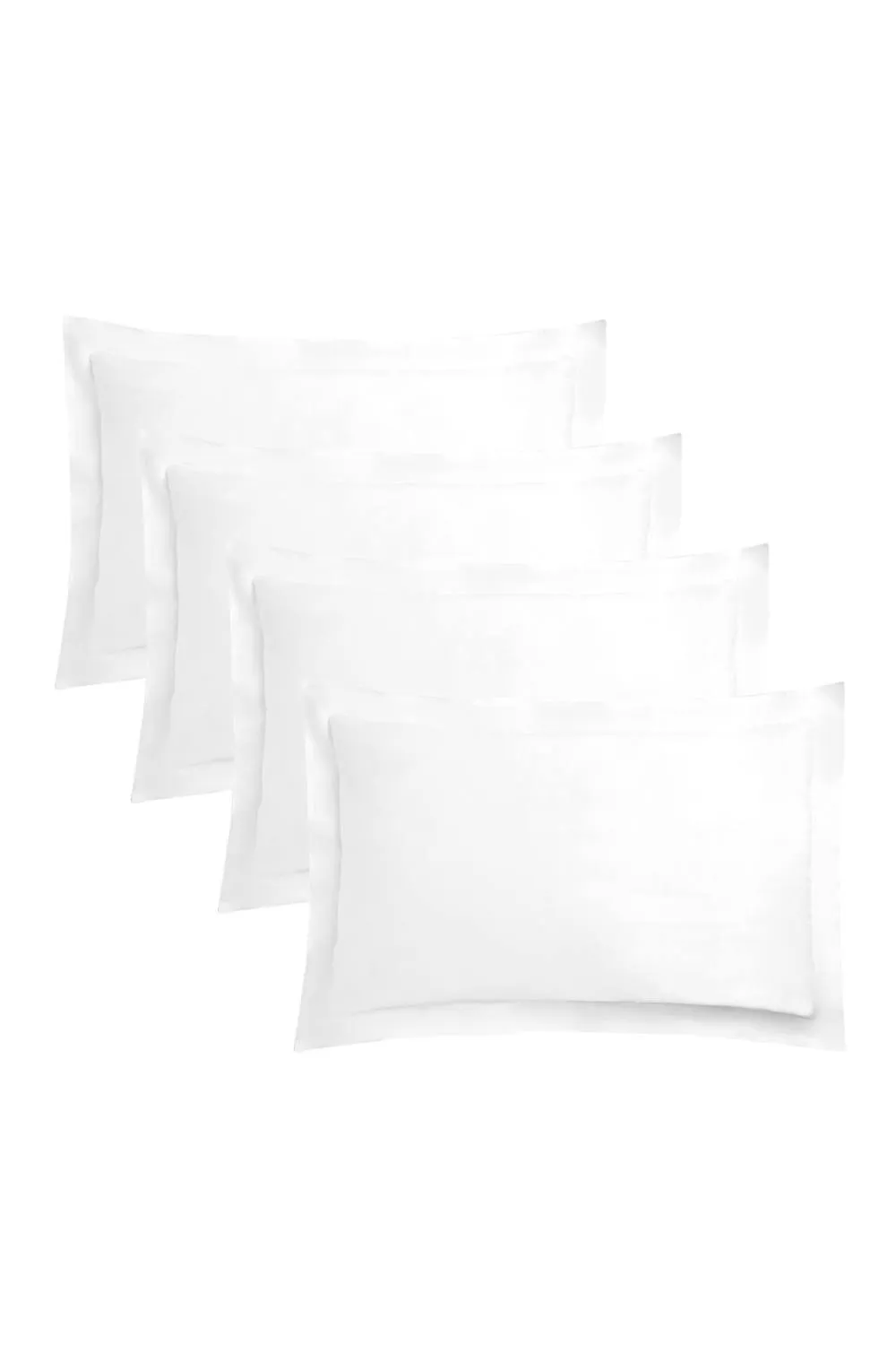 OHS 4 x Soft Cotton Oxford Edge Pillowcases in White