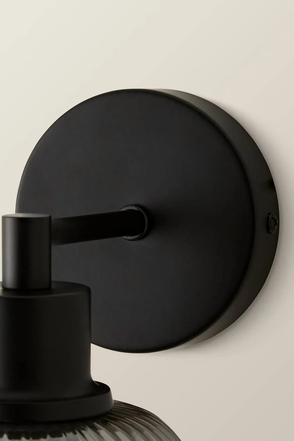 ValueLights Calpe Ribbed Glass Semi Flush Metallic Arm Wall Light in Black 5