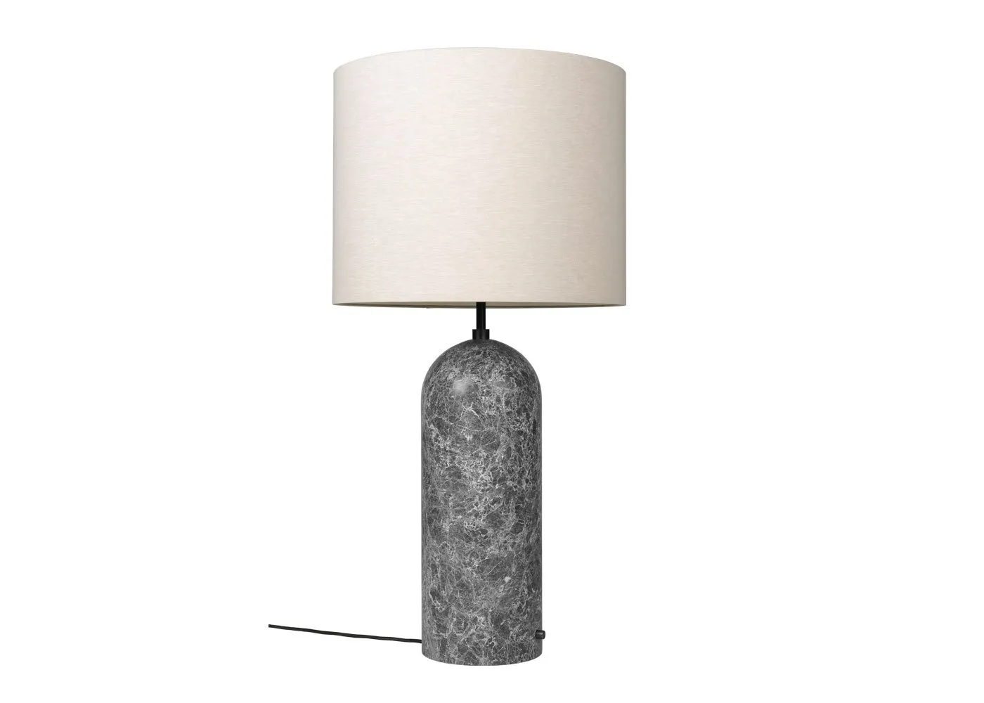 Gubi Fol19 Gravity Floor Lamp XL Low Grey Marble Base Canvas Shade