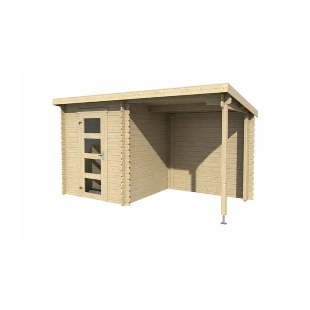 Lasita Maja Ltd Jelle 175 Plus-Log Cabin, Home Office - L390xW214.4xH210.9 cm in Brown 2