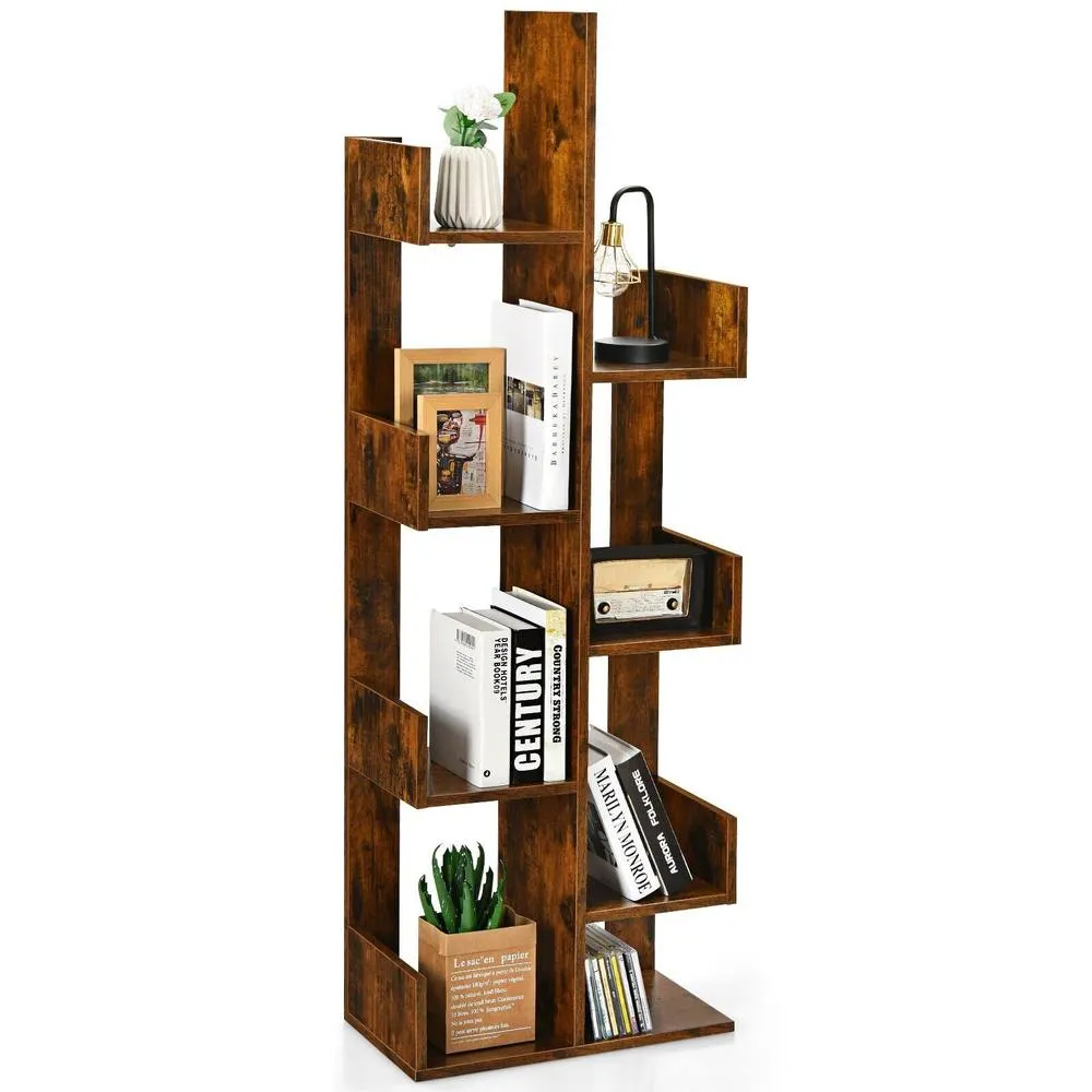 Costway 8Tier Bookcase Multipurpose Bookshelf 8layer Freestanding Bookcase in Brown