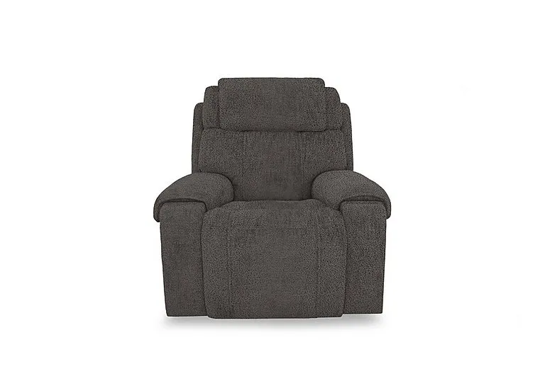 Hollywood Fabric Power Recliner Chair with Power Headrest and Storage Arms - Dark Grey