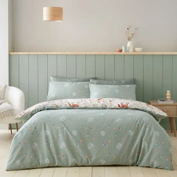 Catherine Lansfield Enchanted Twilight Animals Reversible Duvet Cover & Pillowcase Set 2