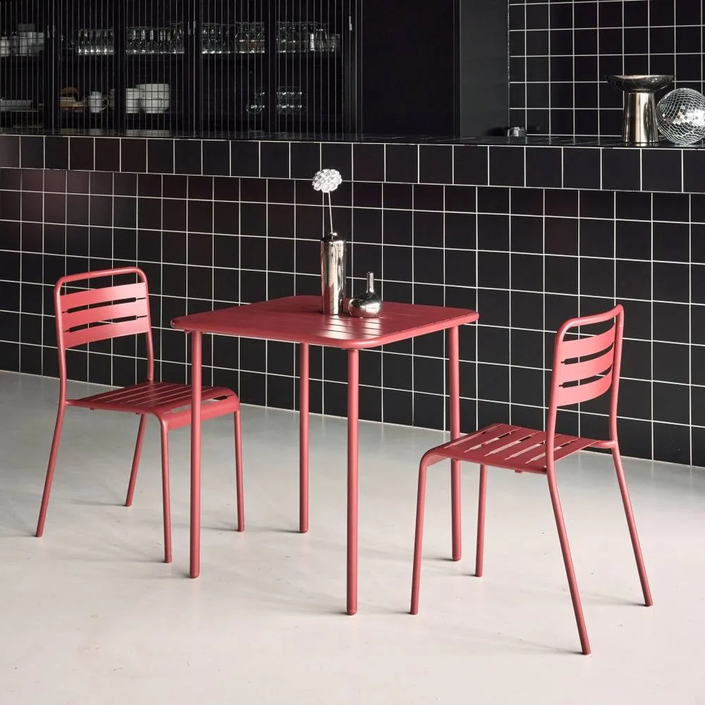 sweeek 2-seater Square Steel Garden Table Set With Chairs in Terracotta 4