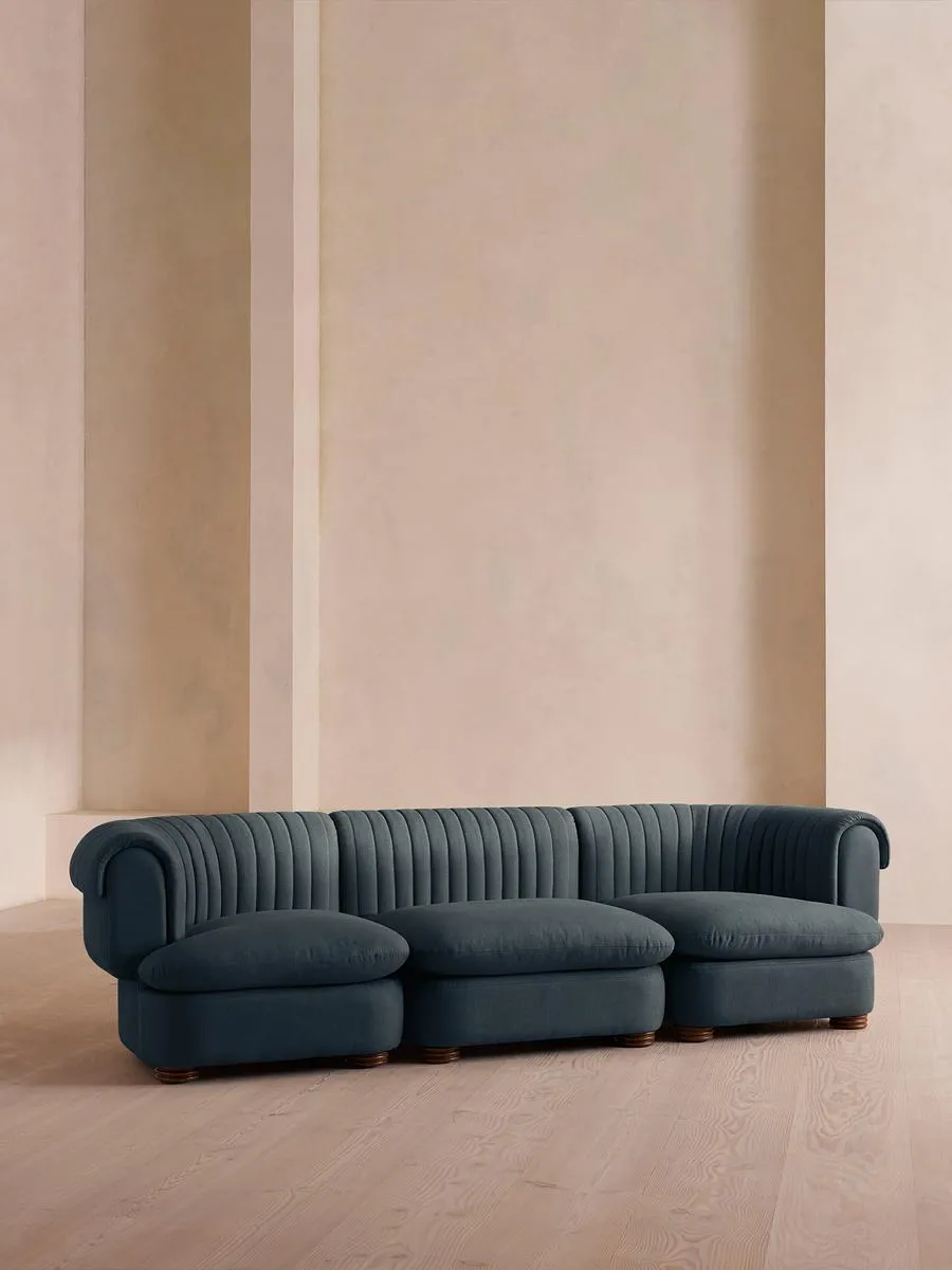 Rava Modular Sofa, Four Seater, Linen, Prussian Blue