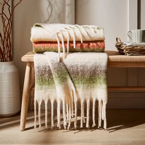 Timeless Ombre Stripe Mohair Throw Blanket, 130cm x 180cm