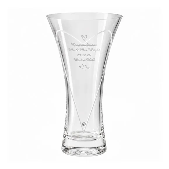 Personalised Hearts Diamond Effect Vase 5