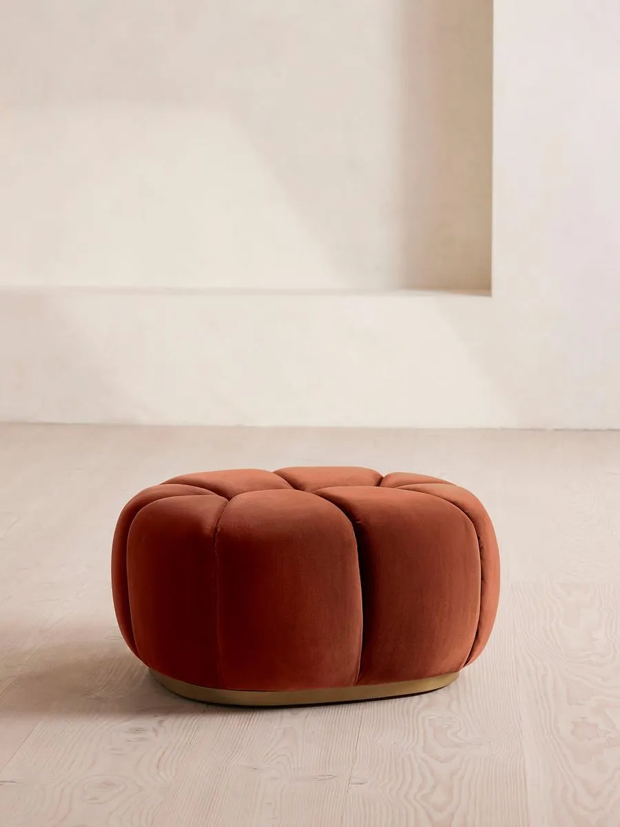 Garret Footstool, Velvet, Rust
