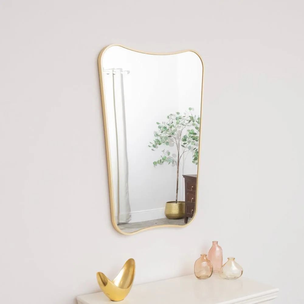 Melody Maison Gold Asymmetrical Metal Framed Wall Mirror - 54cm X 80cm 6