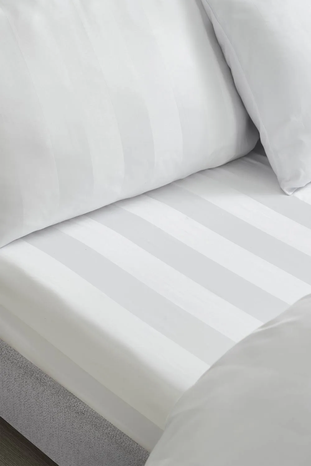 Catherine Lansfield 'So Soft Satin Stripe' Fitted Sheet in White 1