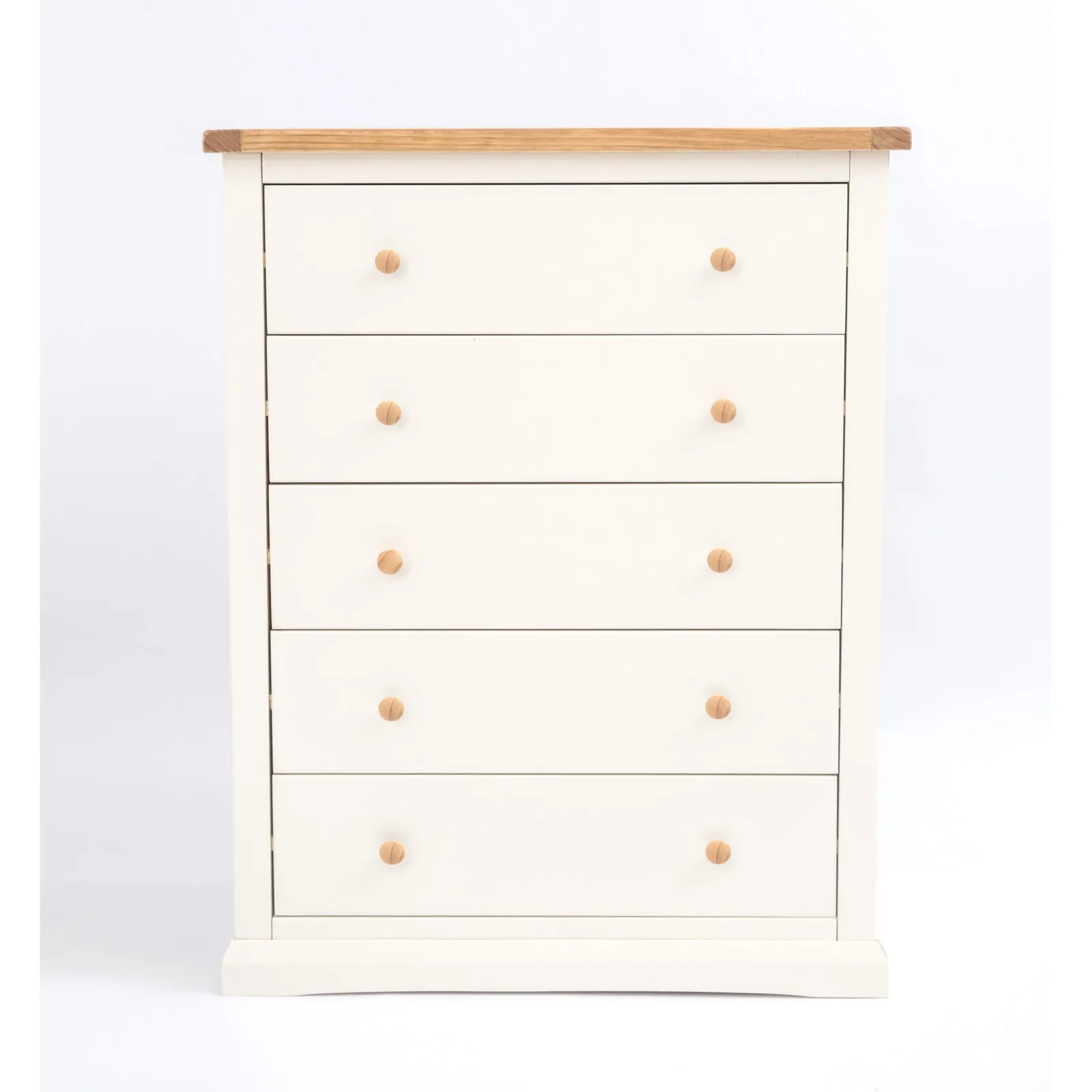 Cabinet Bits Castelli 5 Drawer Chest of Drawers Wood Knob in Off-White
