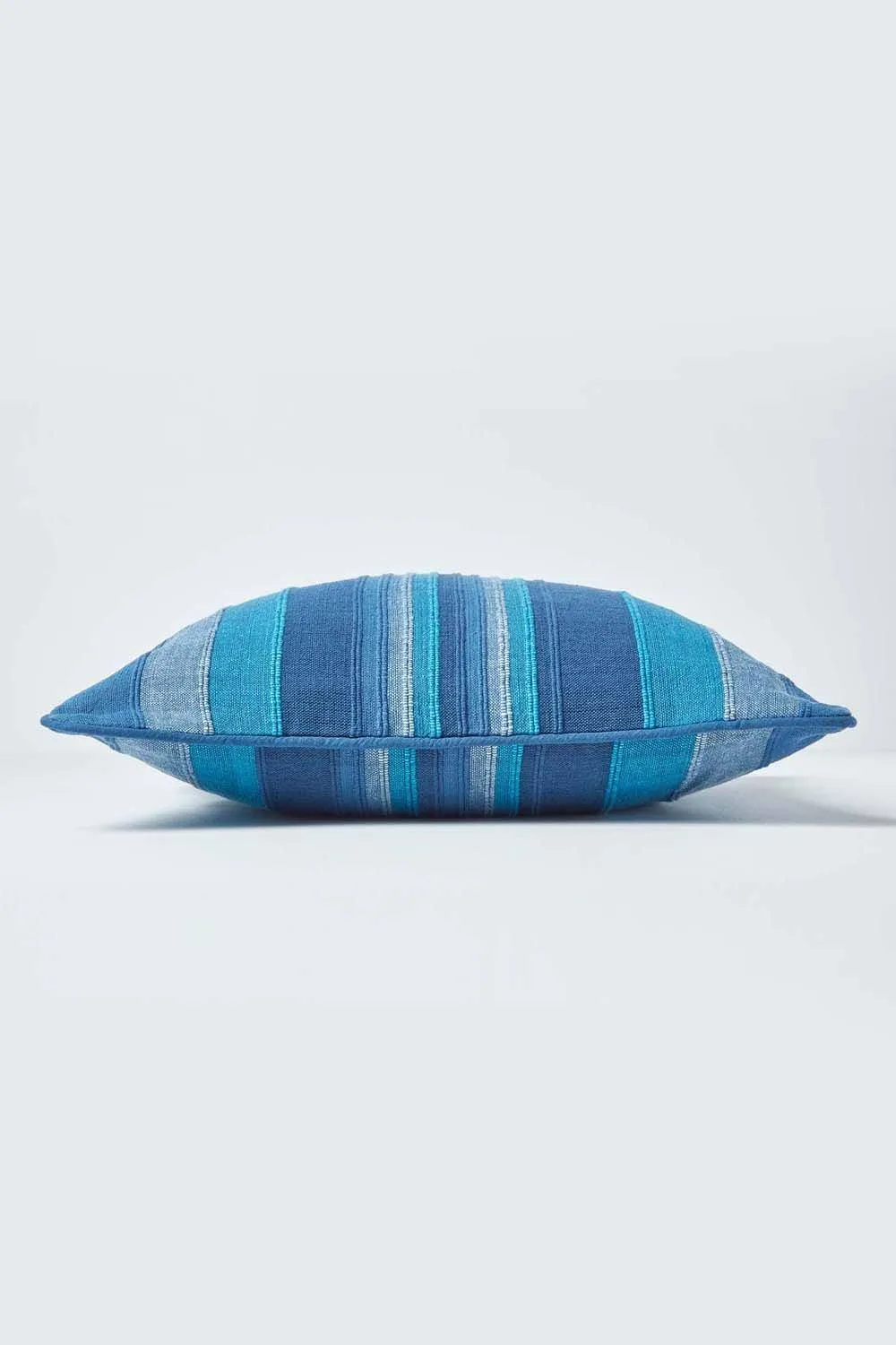 Homescapes Cotton Striped Morocco Cushion Cover in Blue 2