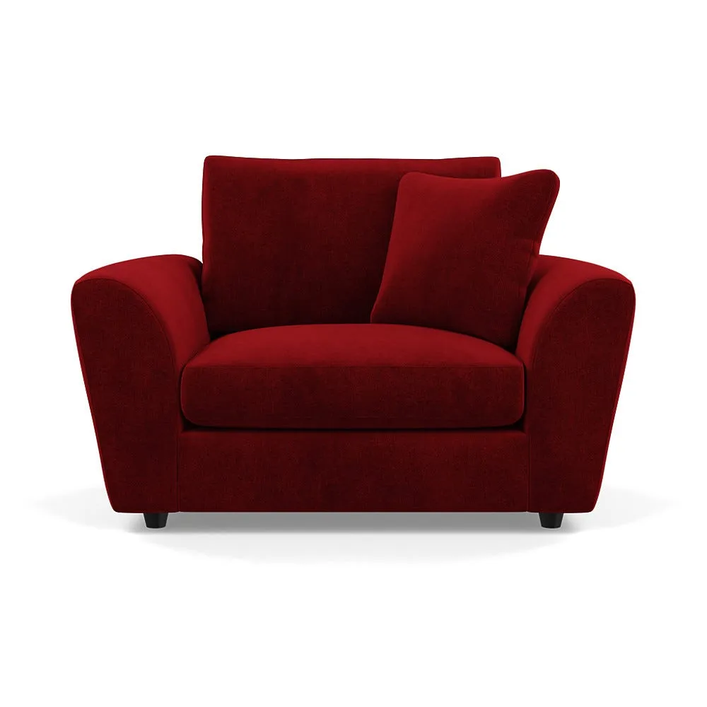 Heal's Snooze Loveseat Smart Luxe Velvet Mulberry Black Feet 1