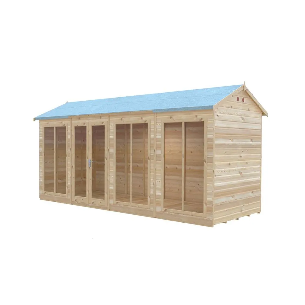 Shires Mayfield 16 x 6 Summerhouse - Wood - L179 x W476 x H240.9 cm in Light Brown 2
