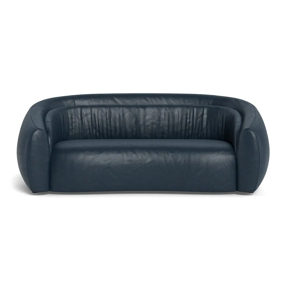 Heal's Flora 3 Seater Sofa Stonewash Leather Navy Blue 1