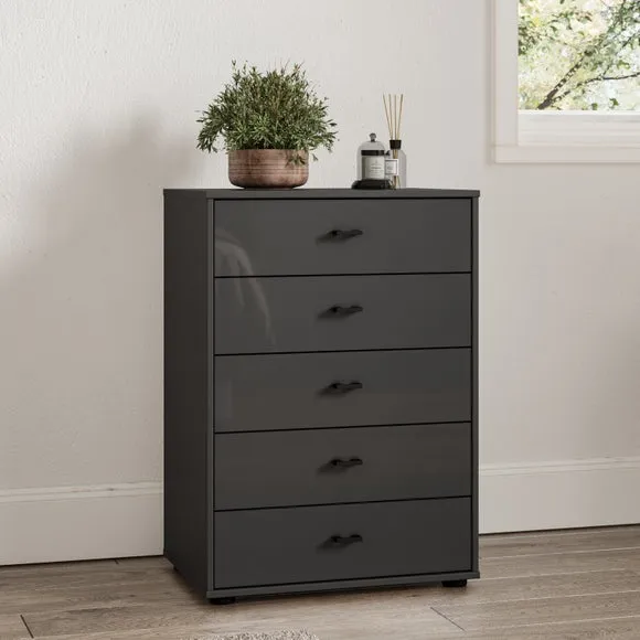 Wiemann Kahla Glass Fronted Small 5 Drawer Chest