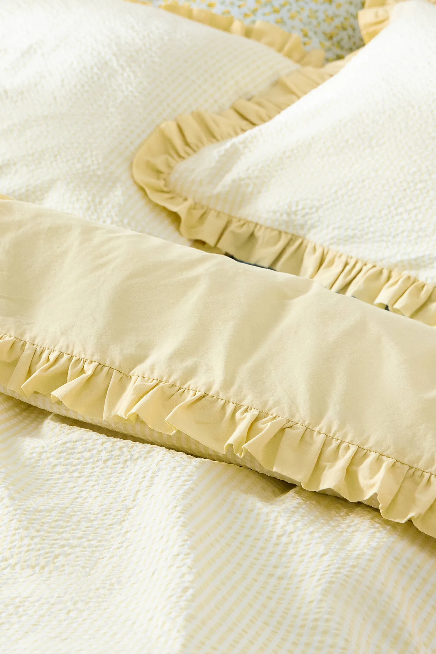 Yellow Stripe Seersucker Duvet Set - Yellow 6