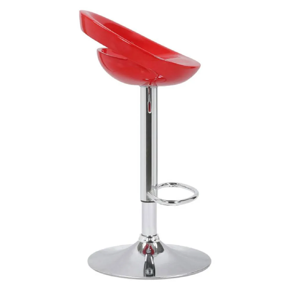 netfurniture Halfy Half Moon Retro Kitchen Bar Stool - Red Seat Height Adjustable 3