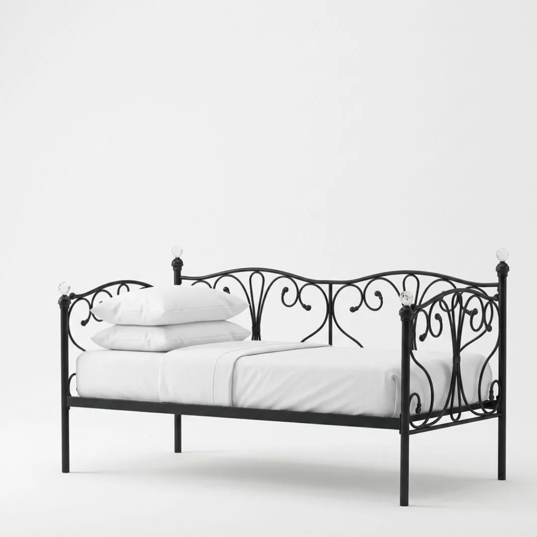Comfy Living Ltd Metal Crystal Finial Day Bed in Black 2
