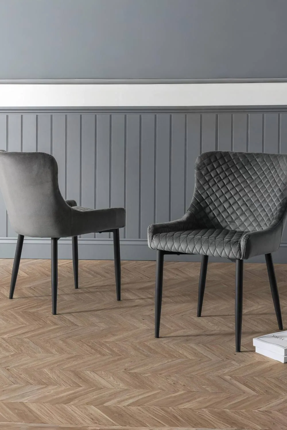 Julian Bowen Luxe Diamond Quilted Upholstered Dining Chair (Set of 2) in Grey 2