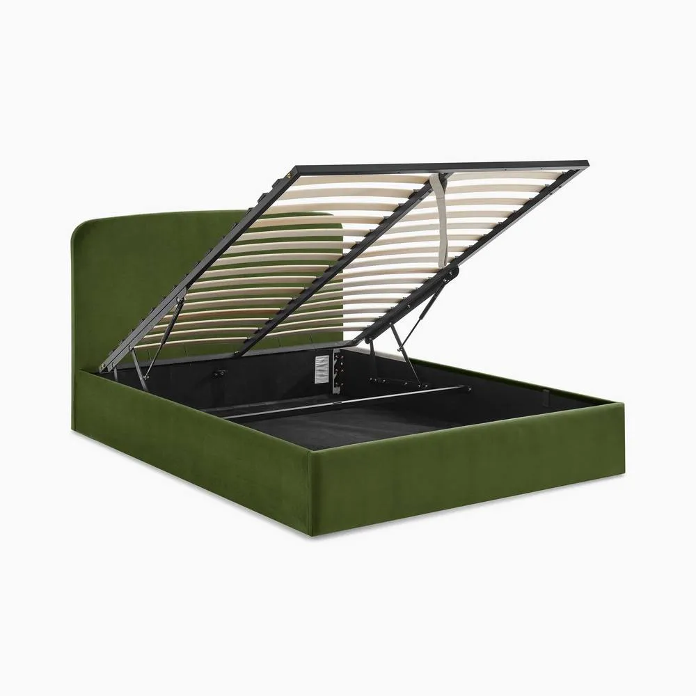 FurnitureboxUK Amelie Green Velvet Ottoman Double Bed Frame 6