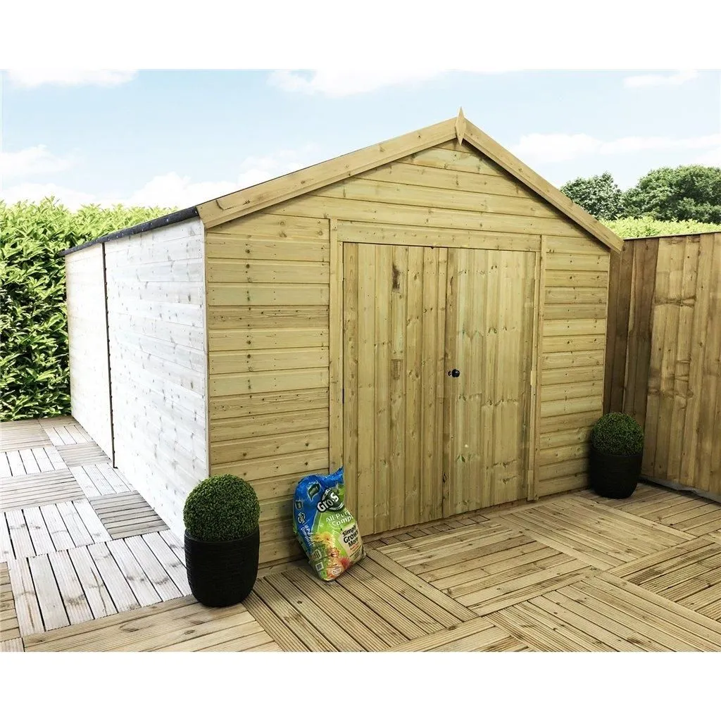 Marlborough 14 x 10 Premier Pressure Treated Apex Workshop in Natural 2