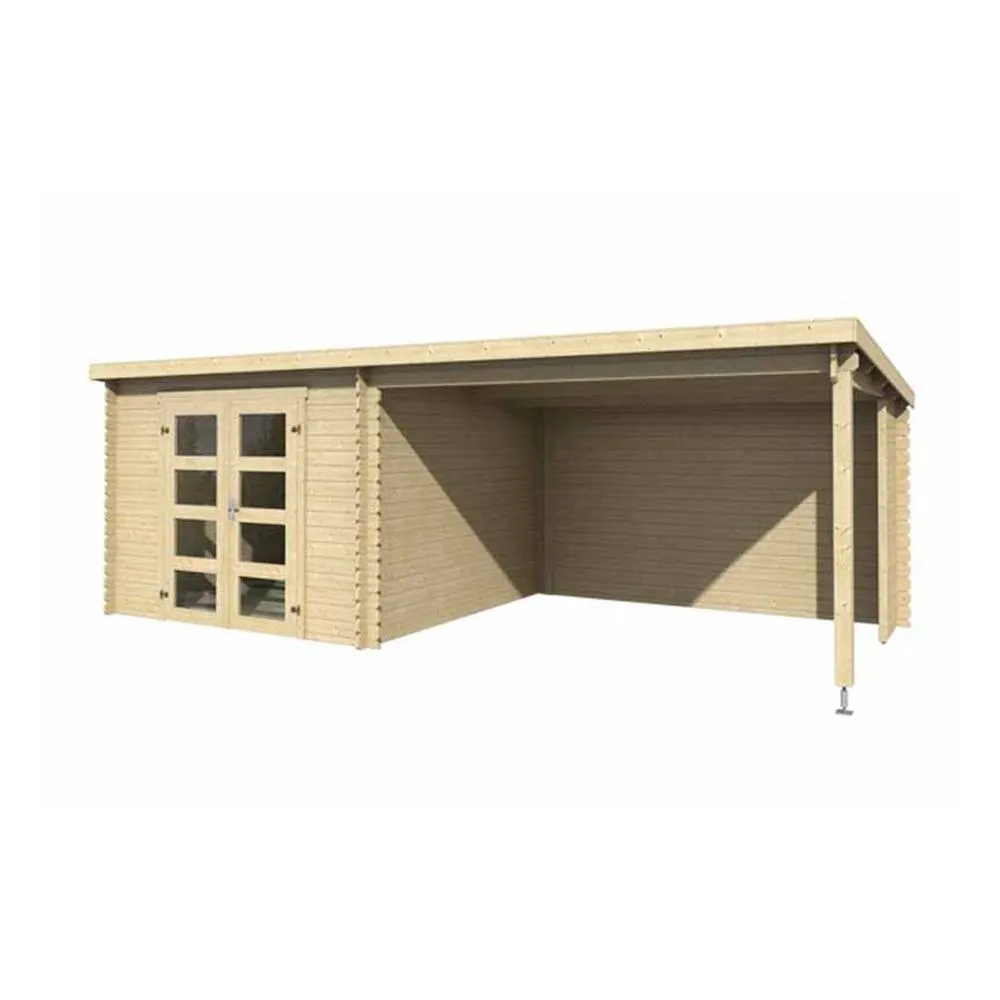 Lasita Maja Ltd Novia275 Plus Log Cabin, Garden Room, Home Office L620xW308.9xH210.9cm in Light Tan 2