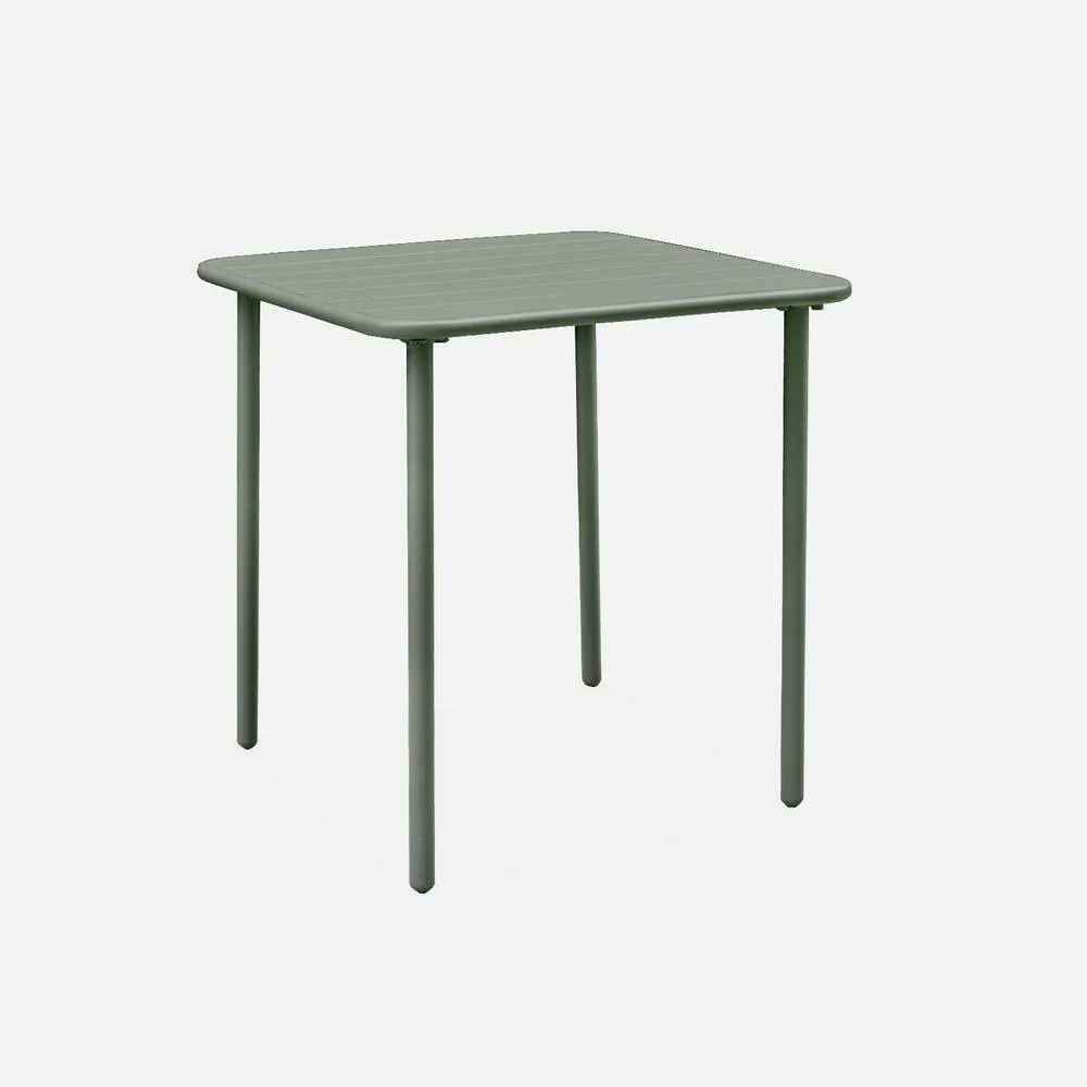 sweeek 2-seater Square Steel Garden Table Set With Chairs in Khaki 6