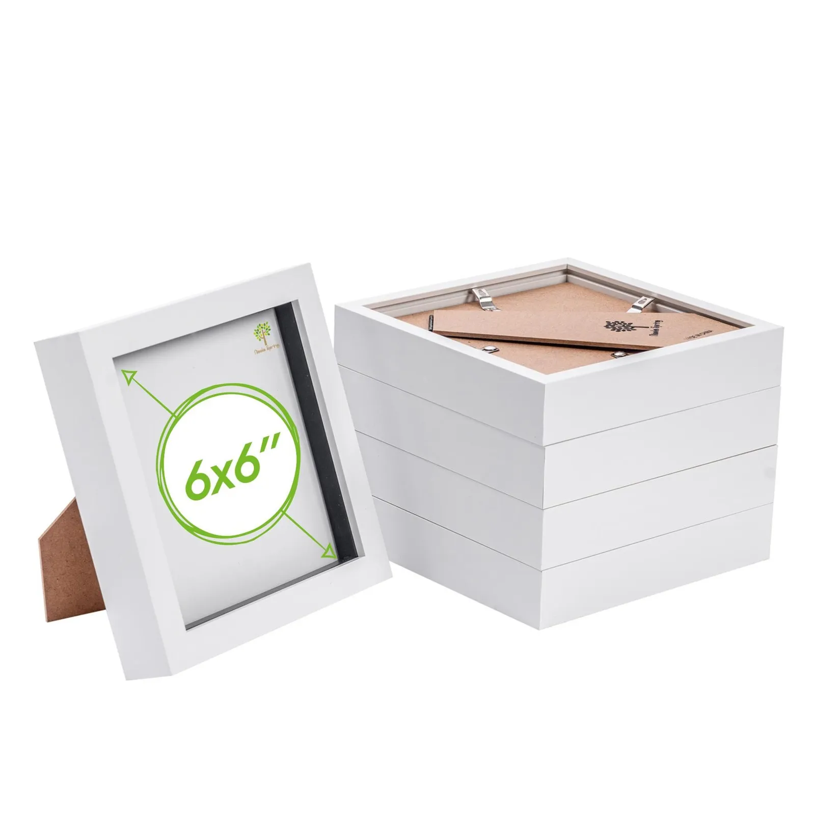 Nicola Spring 3D Box Photo Frames - 6" x 6" - Pack of 5 in White