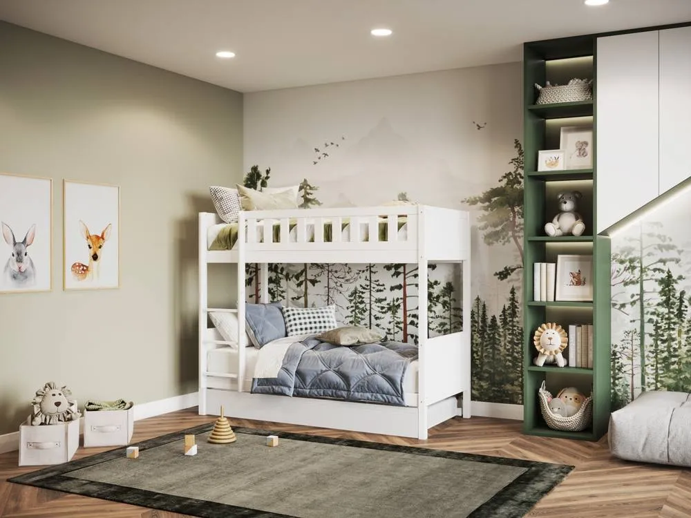 Flair Bea Shorty Wooden Bunk Bed with Trundle in White 4