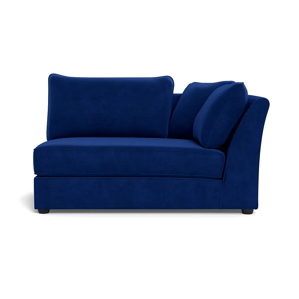 Heal's Tailor Large Curved Right Hand Facing Corner Unit Smart Luxe Velvet Azure Black Feet