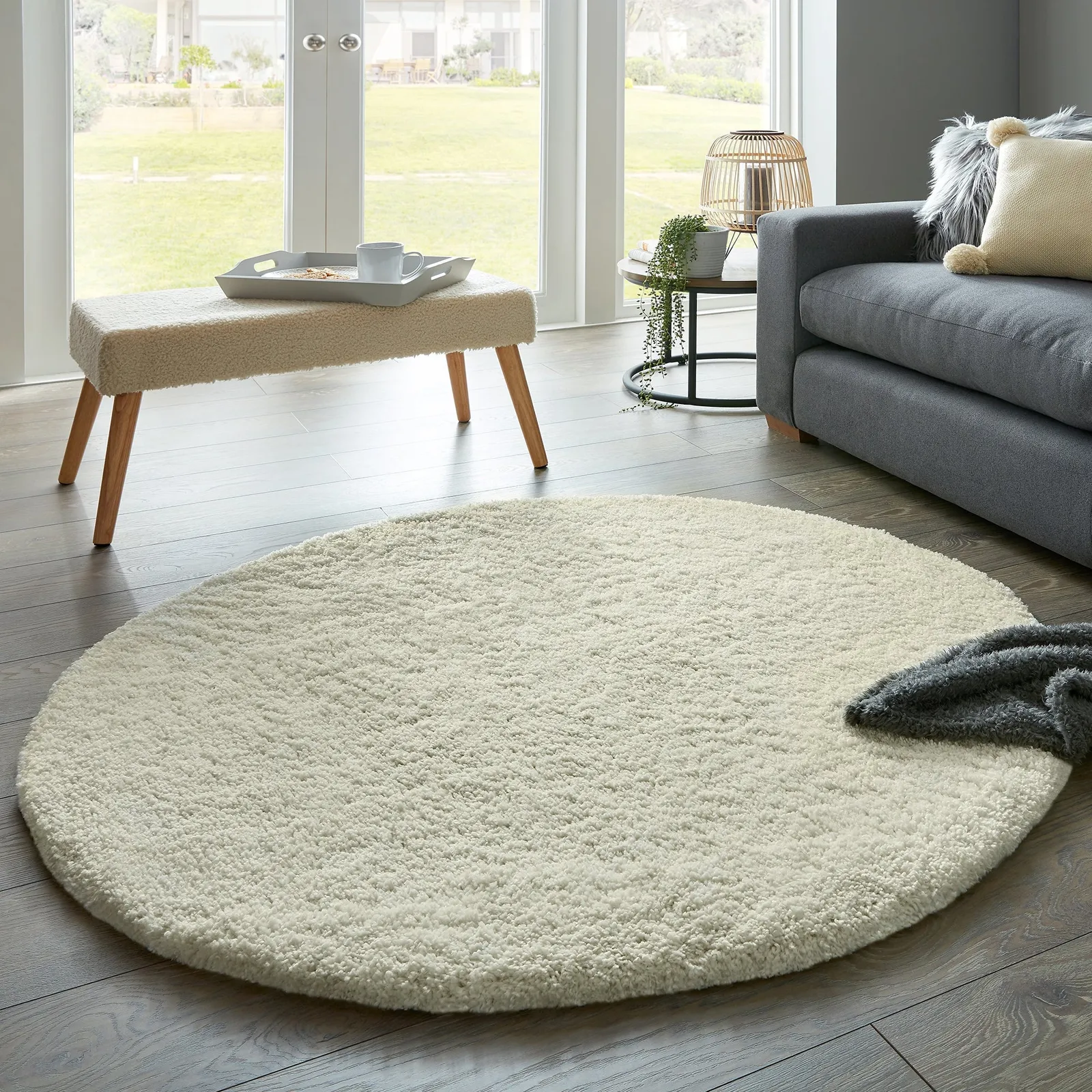 Cosy Teddy Round Rug Cream