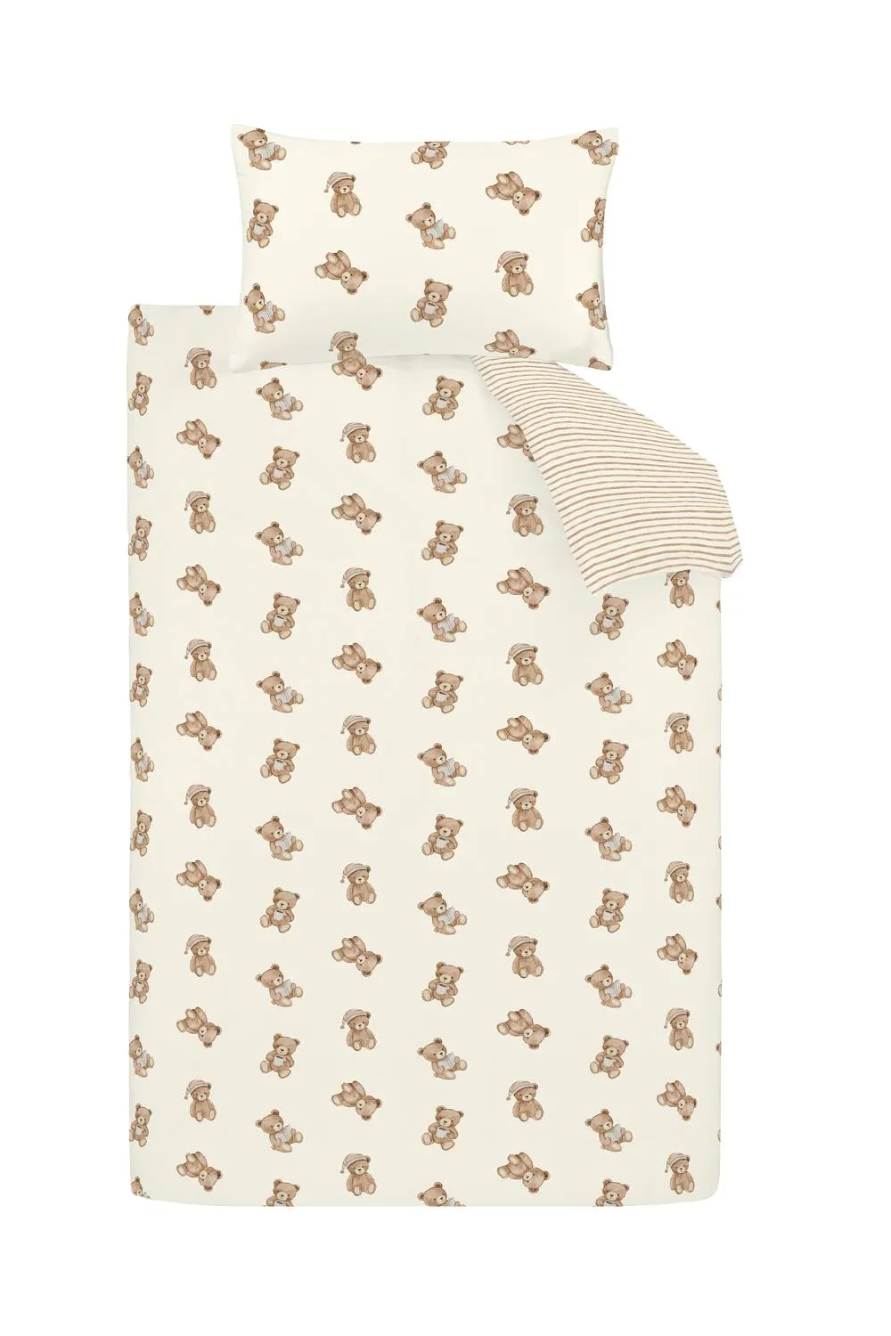 Catherine Lansfield Brushed Teddy Bear Cotton Reversible Duvet Cover Set in Cream 6