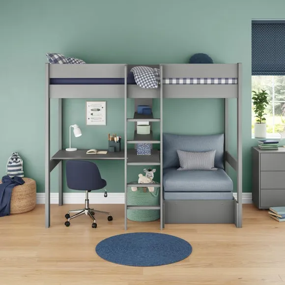 Uno Highsleeper With Chair Bed And Cushion Set Pine 2